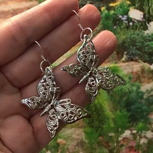 Silver butterfly earrings 925 ooak boho bohemian handmade